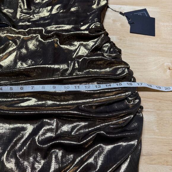 Mac Duggal NWT 27086 Asymmetric Ruched Midi Dress Cowl Neck Cowl Back Size 2 - Picture 6 of 7